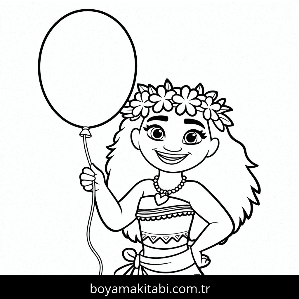 Moana boyama sayfası – basit çizim, kolay boyama