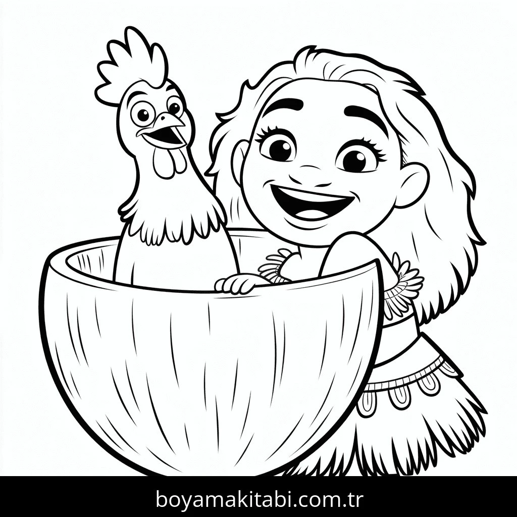 Moana boyama sayfası – kolay boyama, eğitici aktivite