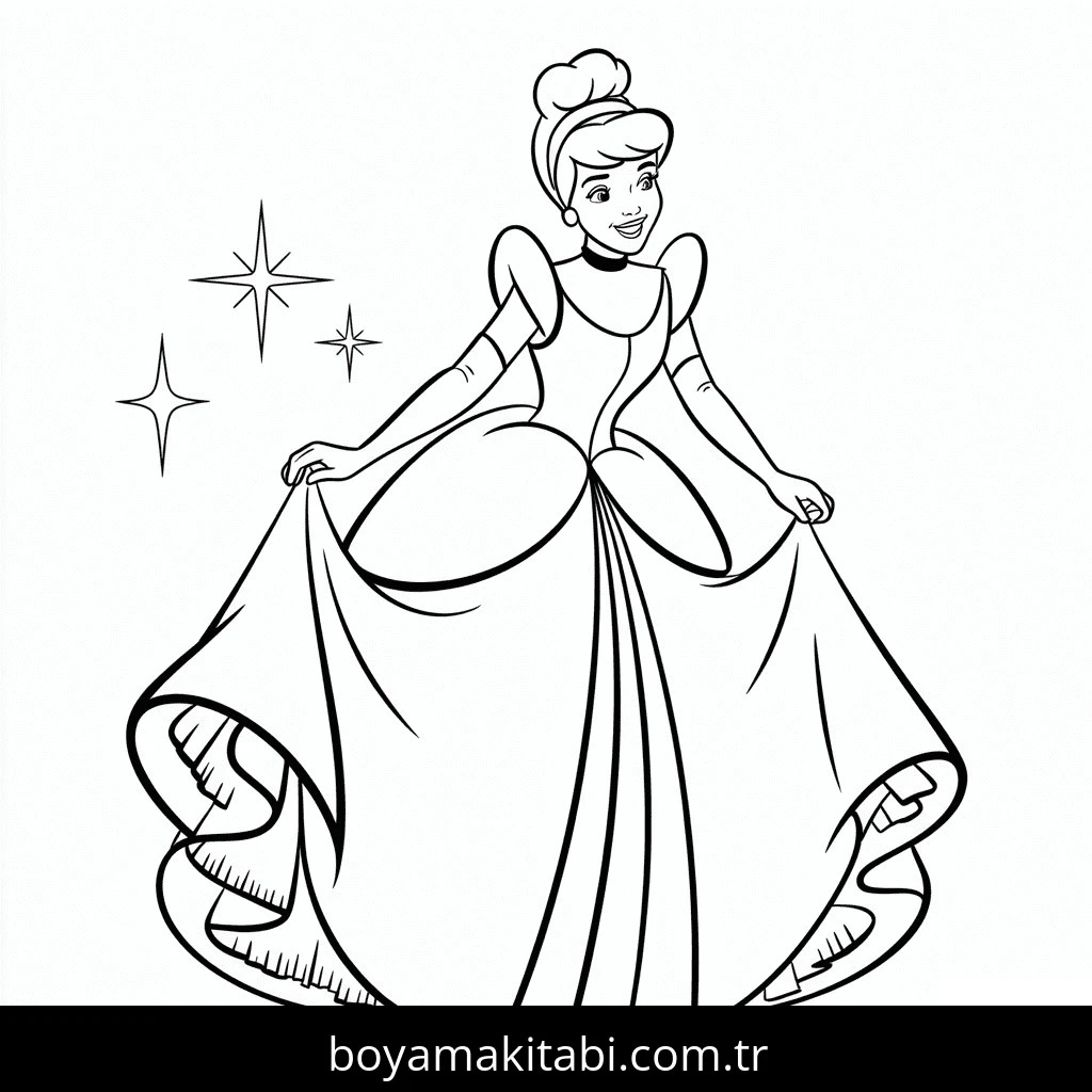 Sindirella boyama sayfası – boyama çalışması, yaratıcılığı geliştirir
