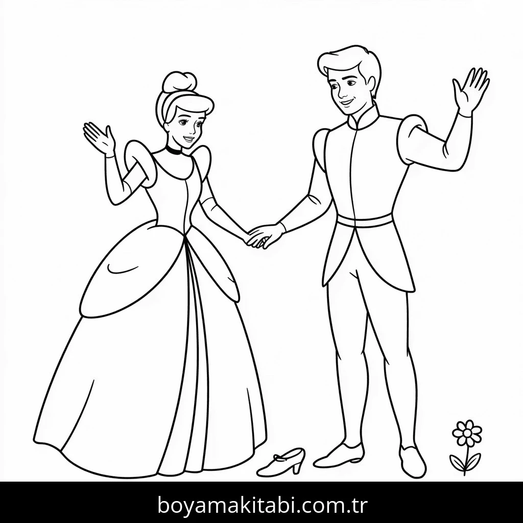 Sindirella boyama sayfası – PDF indir, sevimli karakter