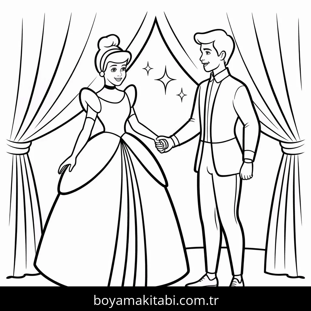 Sindirella boyama sayfası – kolay boyama, eğitici aktivite