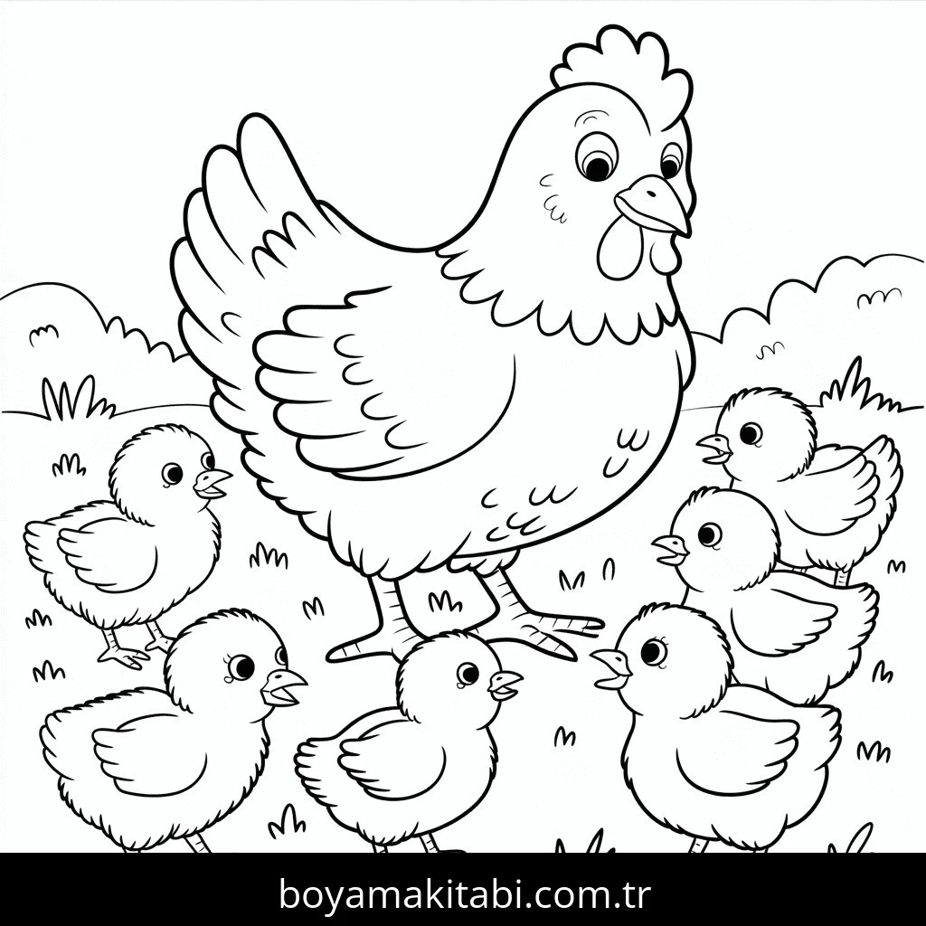 Tavuklar boyama sayfası – yaratıcılığı geliştirir, keyifli zaman