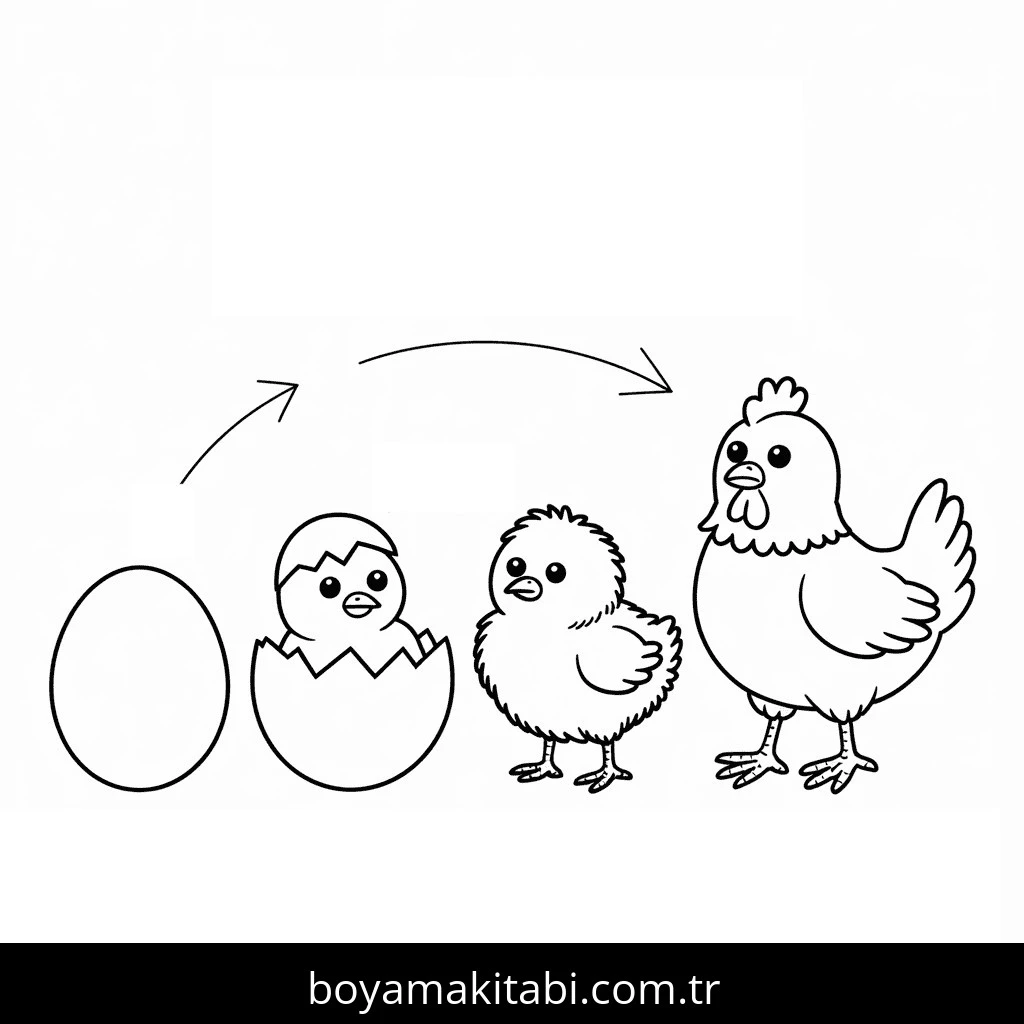 Tavuklar boyama sayfası – keyifli zaman, renkli çizimler