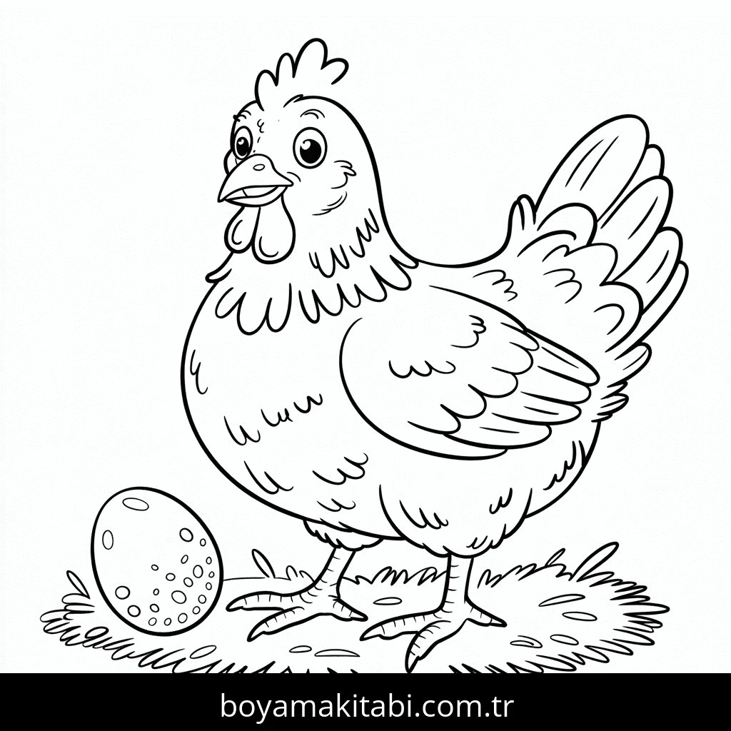 Tavuklar boyama sayfası – renkli çizimler, okul öncesi