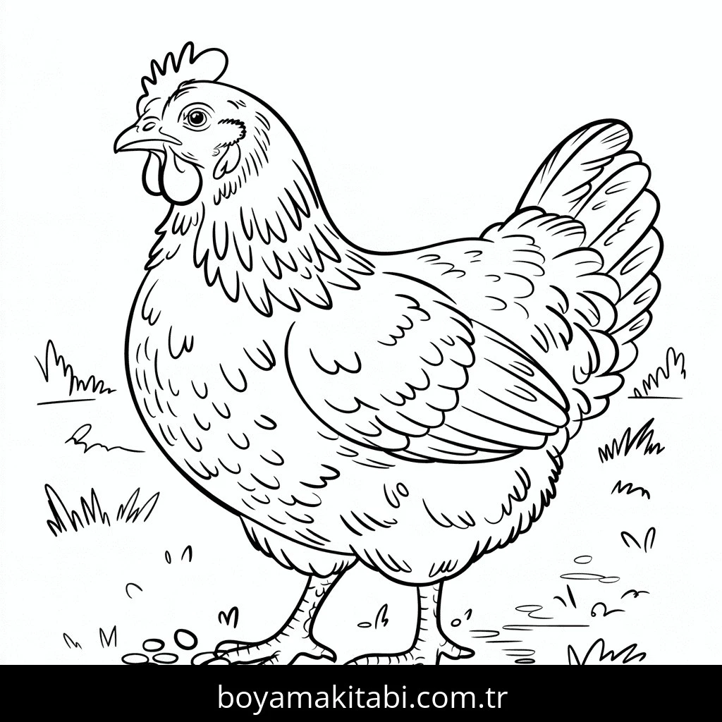 Tavuklar boyama sayfası – PDF indir, sevimli karakter