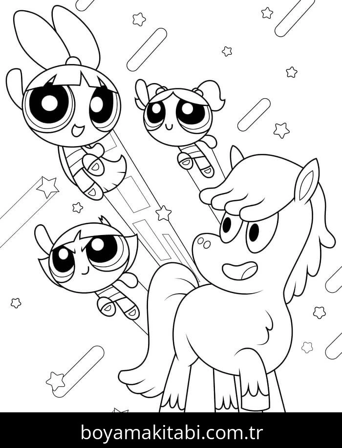 Powerpuff Girls boyama sayfası #34 – yaratıcılık, doğum günü partisi aktivitesi