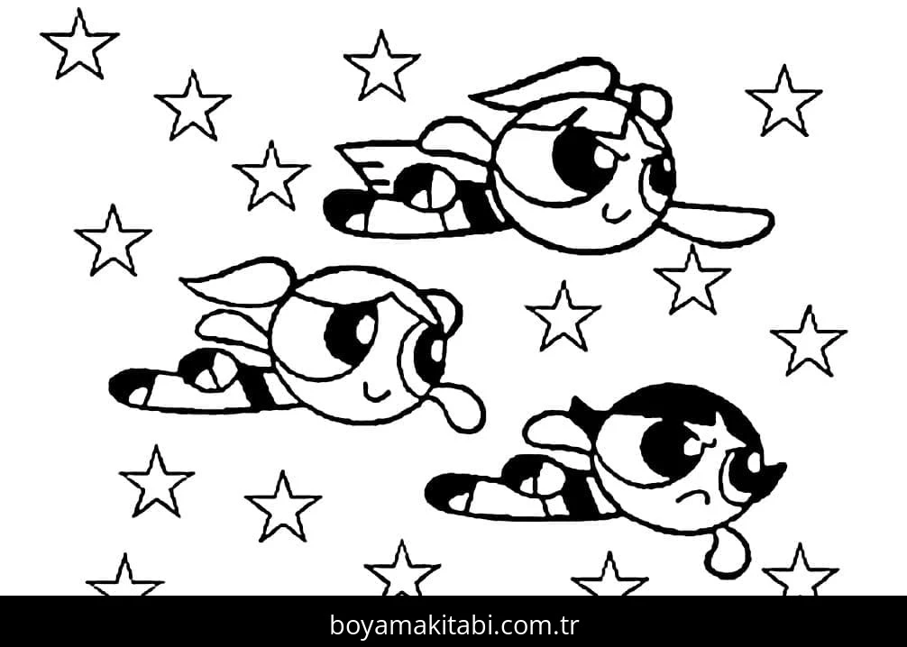 Powerpuff Girls boyama sayfası #47 – sabır ve özgüven kazandırır, yaratıcı sanat çalışması