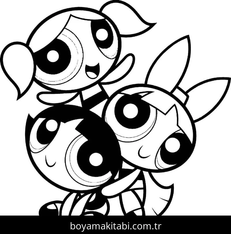 Powerpuff Girls boyama sayfası – çocuk aktivitesi, PDF indir