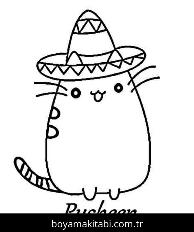 Pusheen boyama sayfası – renkli çizimler, okul öncesi