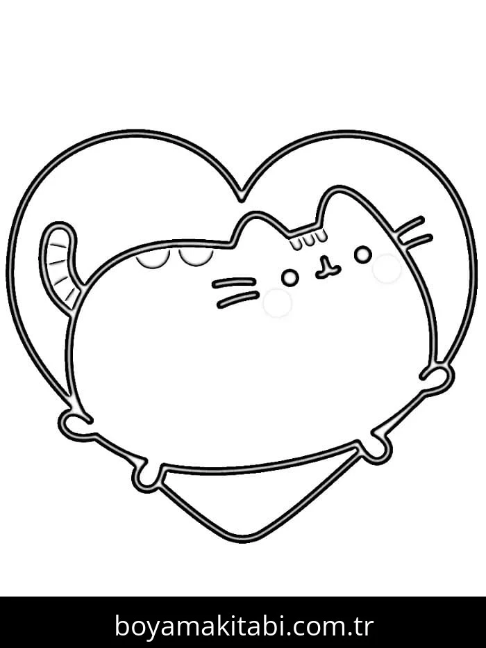 Pusheen boyama sayfası – çocuklar için, çizgi film temalı