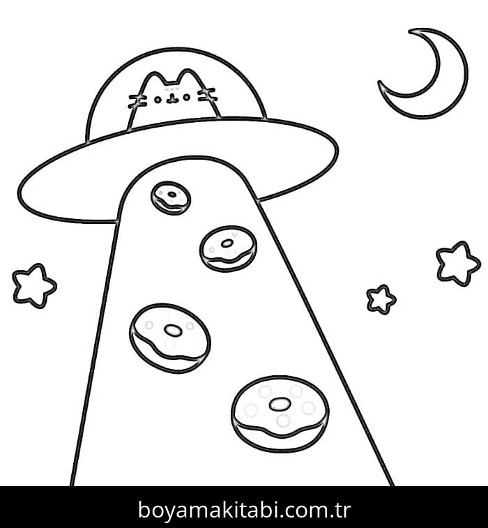 Pusheen boyama sayfası – kolay boyama, eğitici aktivite