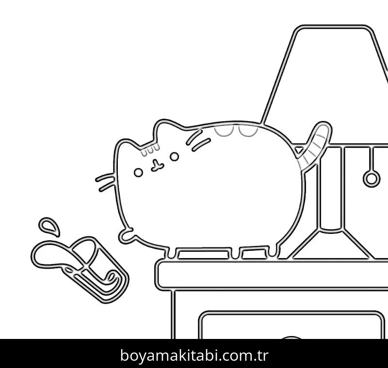 Pusheen boyama sayfası – el becerilerini geliştirir, boyama çalışması