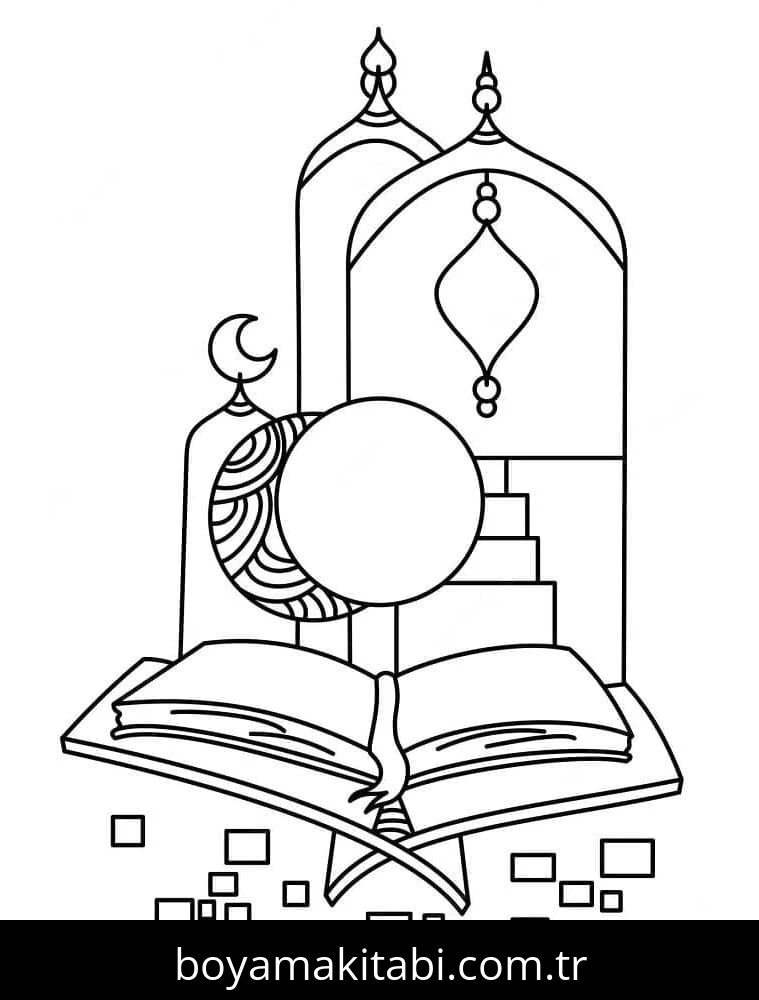 Ramazan Bayramı boyama sayfası – çocuk aktivitesi, PDF indir
