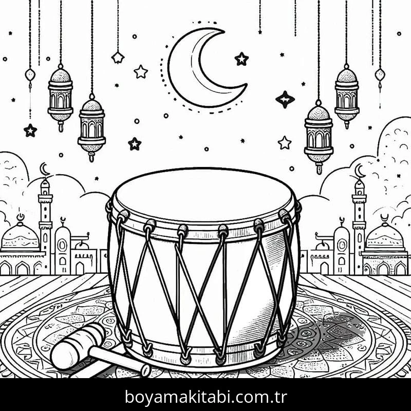 Ramazan Bayramı boyama sayfası – basit çizim, kolay boyama