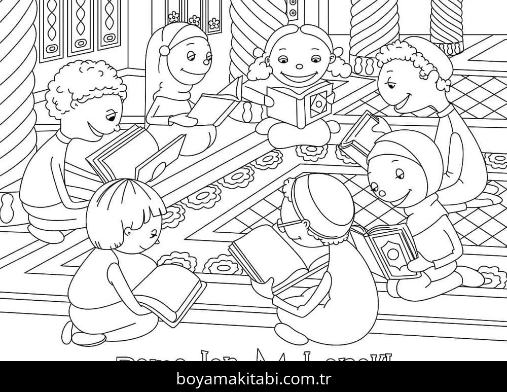 Ramazan Bayramı boyama sayfası – sevimli karakter, sanatsal çalışma