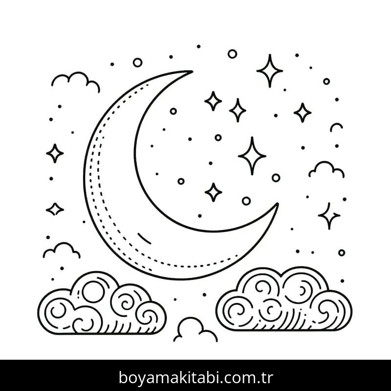 Ramazan Bayramı boyama sayfası – basit çizim, kolay boyama