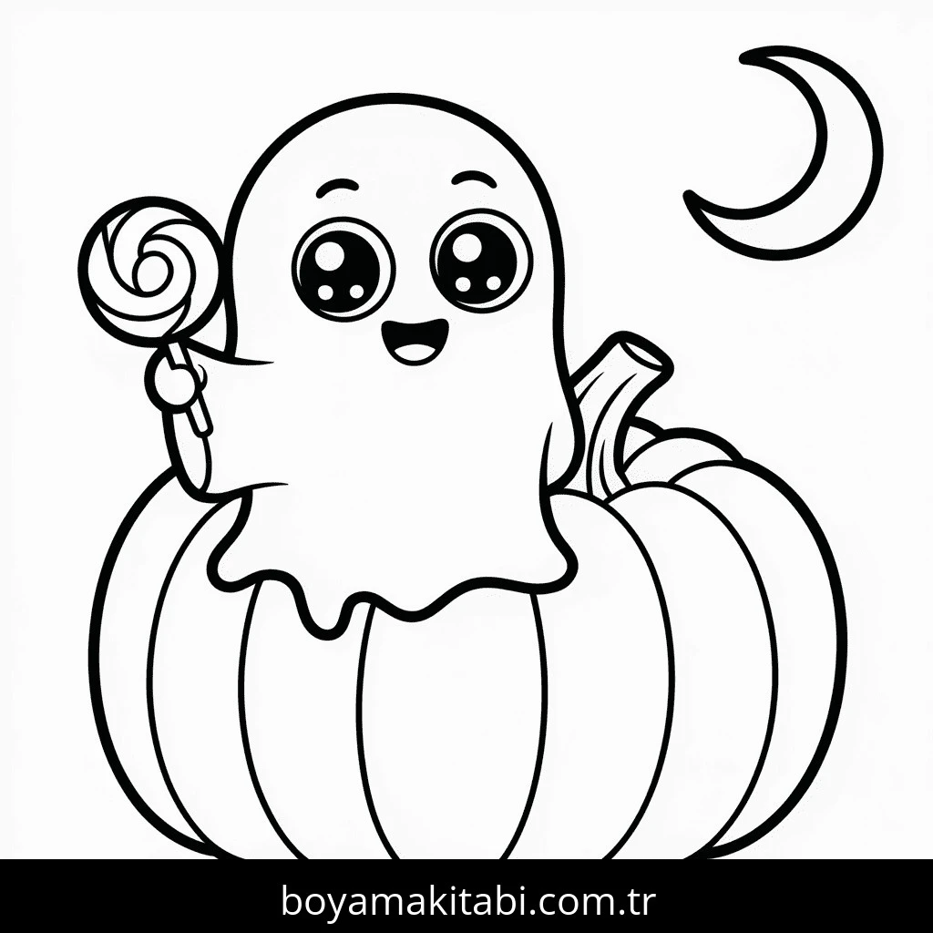 Cadılar Bayramı boyama sayfası #51 – PDF indir, sevimli karakter