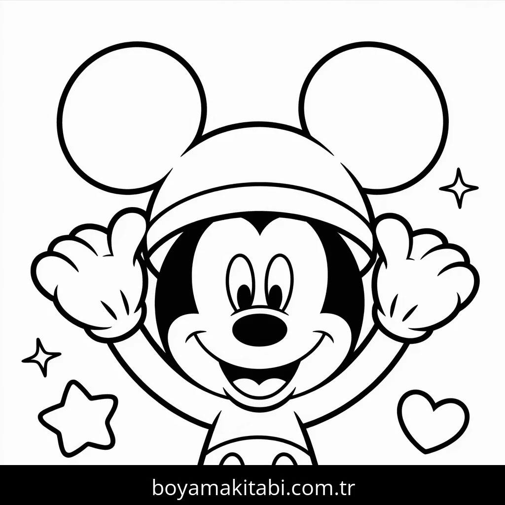 Mickey Mouse (Miki Fare) boyama sayfası – sevimli karakter, sanatsal çalışma