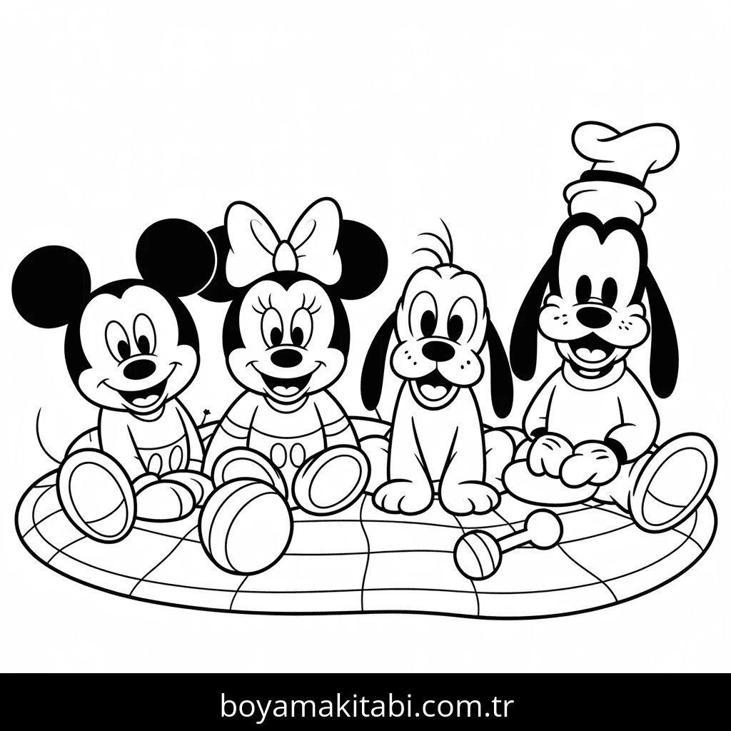 Mickey Mouse (Miki Fare) boyama sayfası – el becerilerini geliştirir, boyama çalışması