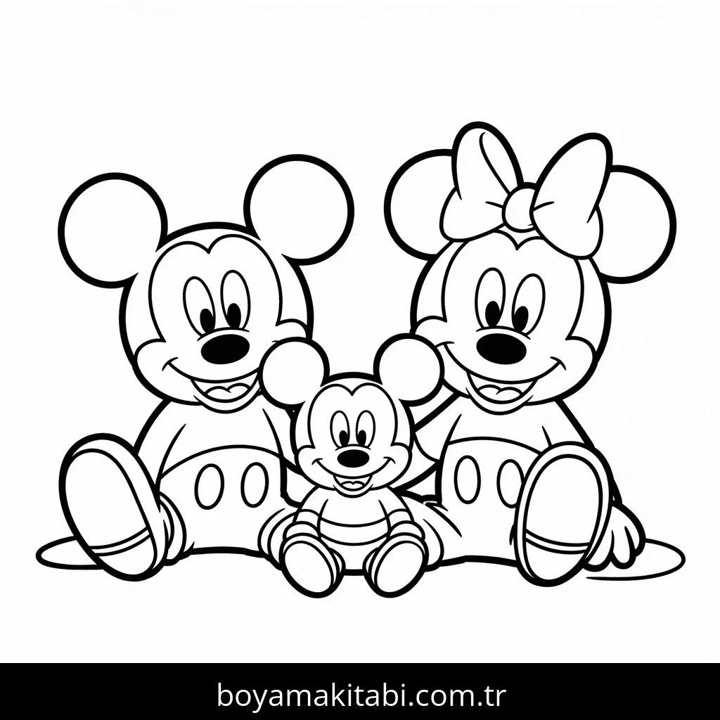 Mickey Mouse (Miki Fare) boyama sayfası – renkli çizimler, okul öncesi