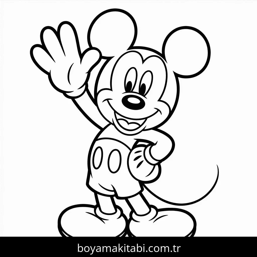 Mickey Mouse (Miki Fare) boyama sayfası – evde etkinlik, ücretsiz yazdır