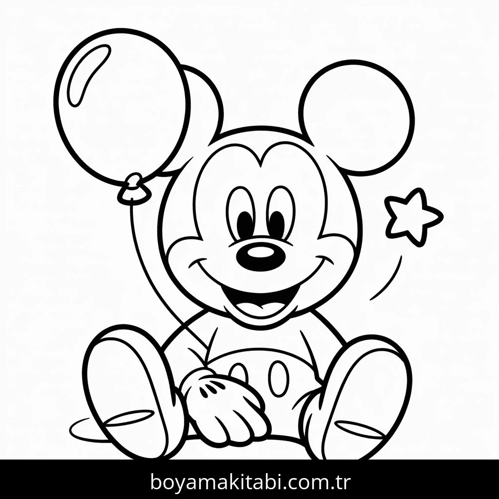 Mickey Mouse (Miki Fare) boyama sayfası – yaratıcılık, eğlenceli etkinlik