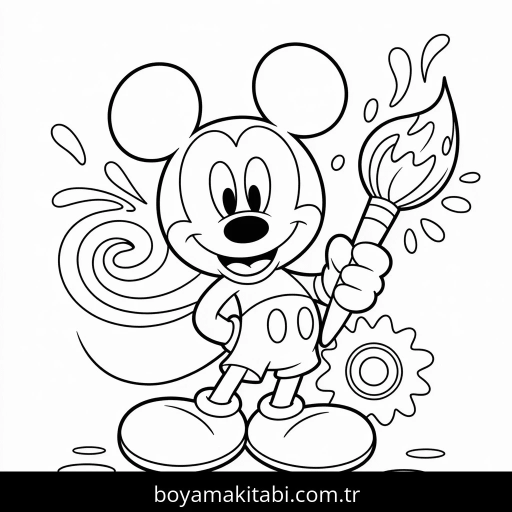 Mickey Mouse (Miki Fare) boyama sayfası – çocuklar için, çizgi film temalı