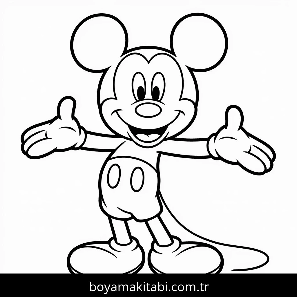 Mickey Mouse (Miki Fare) boyama sayfası – el becerilerini geliştirir, boyama çalışması
