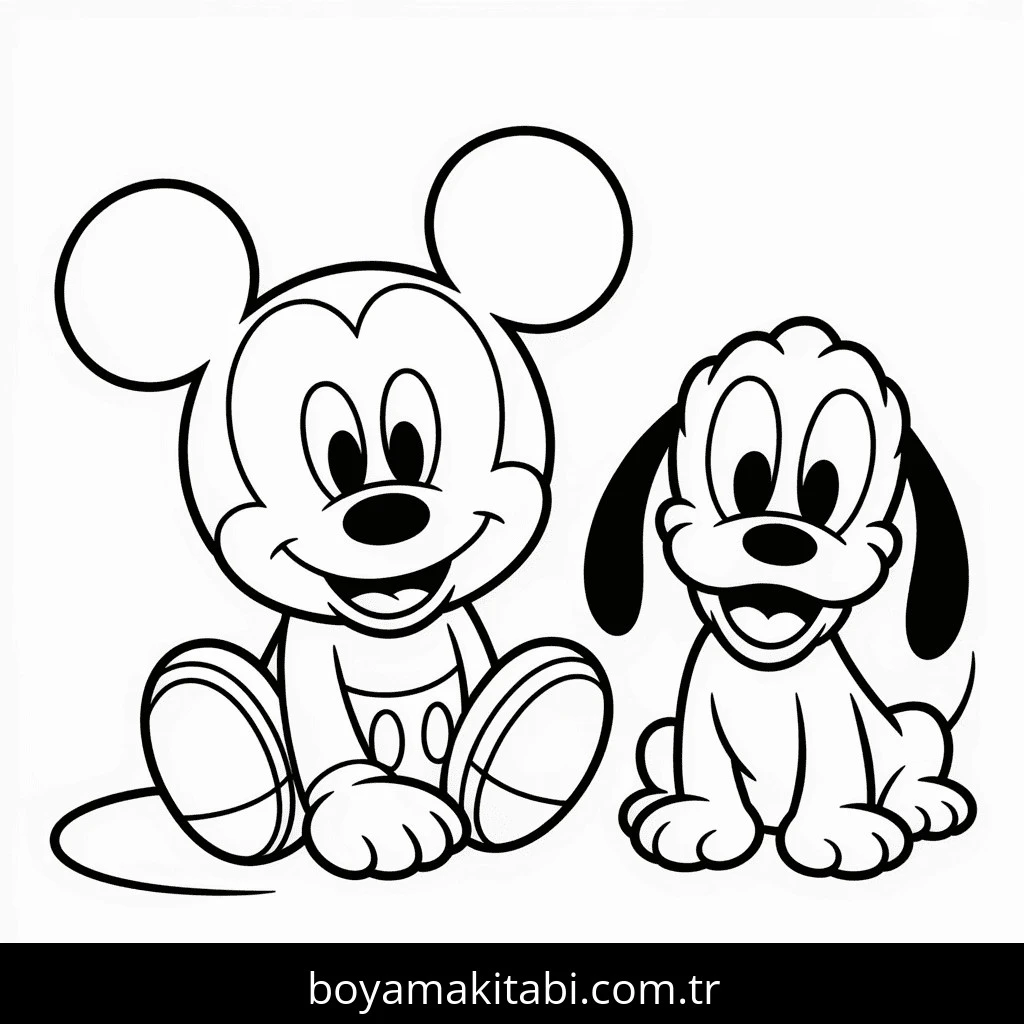 Mickey Mouse (Miki Fare) boyama sayfası – keyifli zaman, renkli çizimler