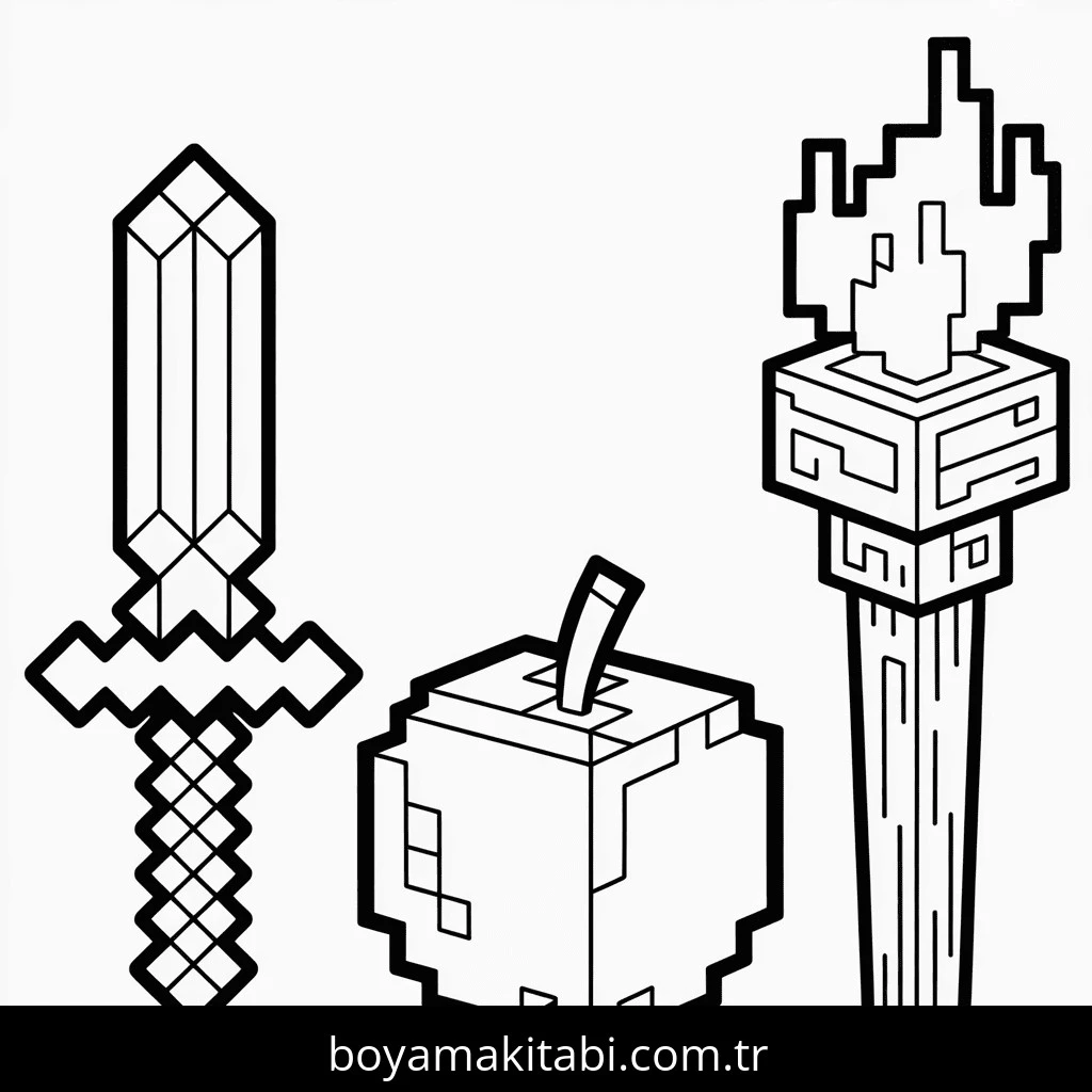 Minecraft boyama sayfası #349 – basit çizim, yaz tatili etkinliği