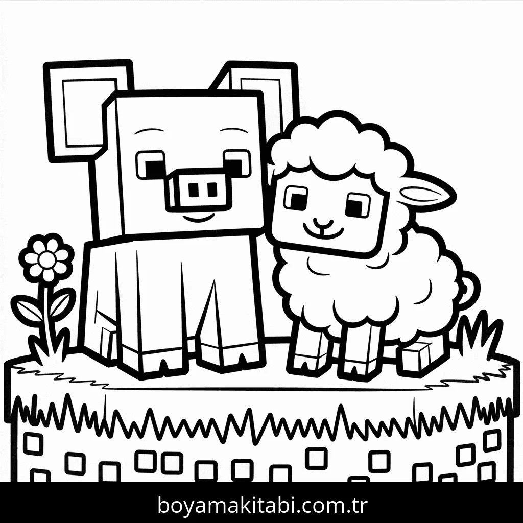 Minecraft boyama sayfası – PDF indir, sevimli karakter