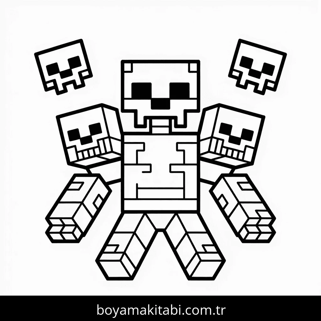 Minecraft boyama sayfası – çocuklar için, çizgi film temalı