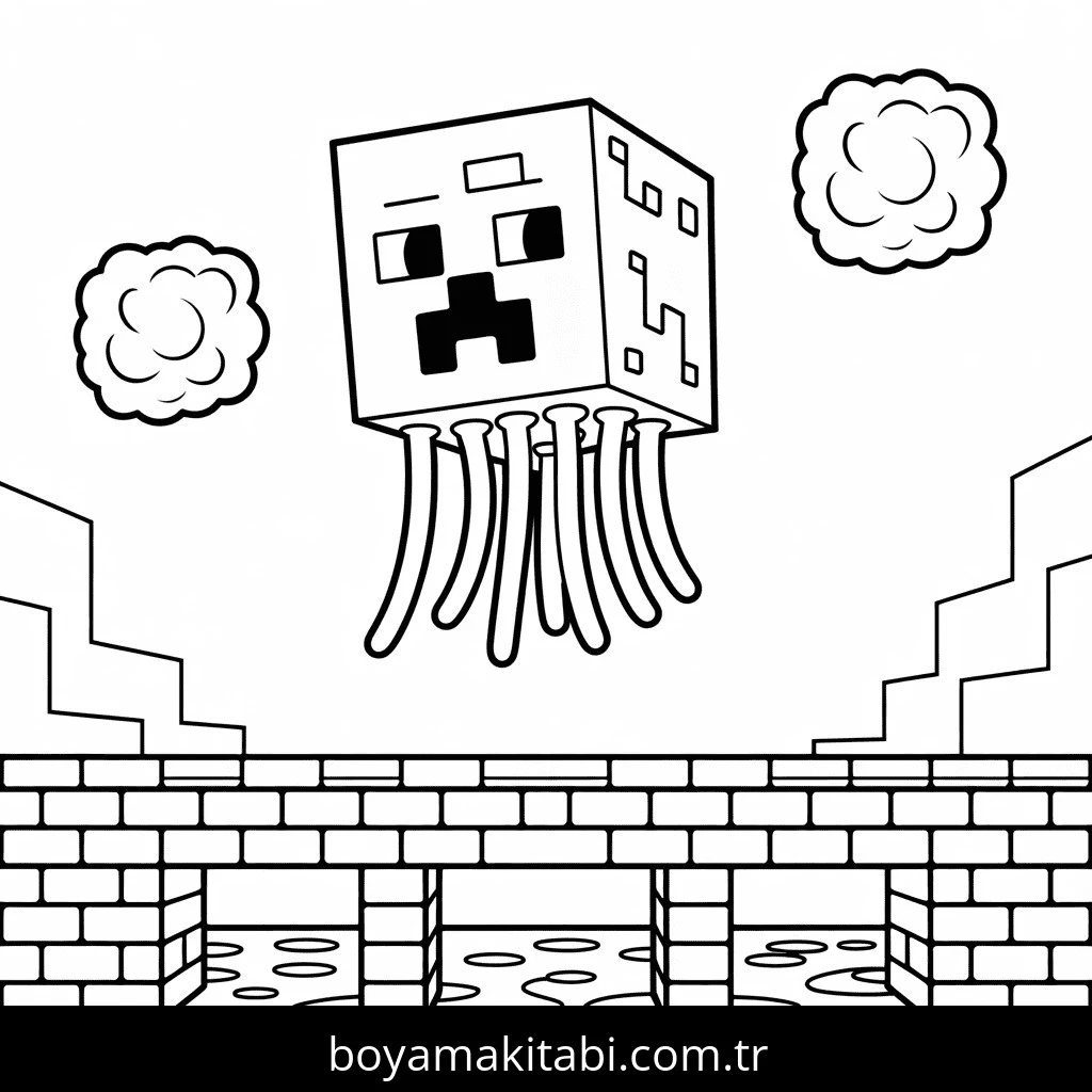 Minecraft boyama sayfası – sevimli karakter, sanatsal çalışma