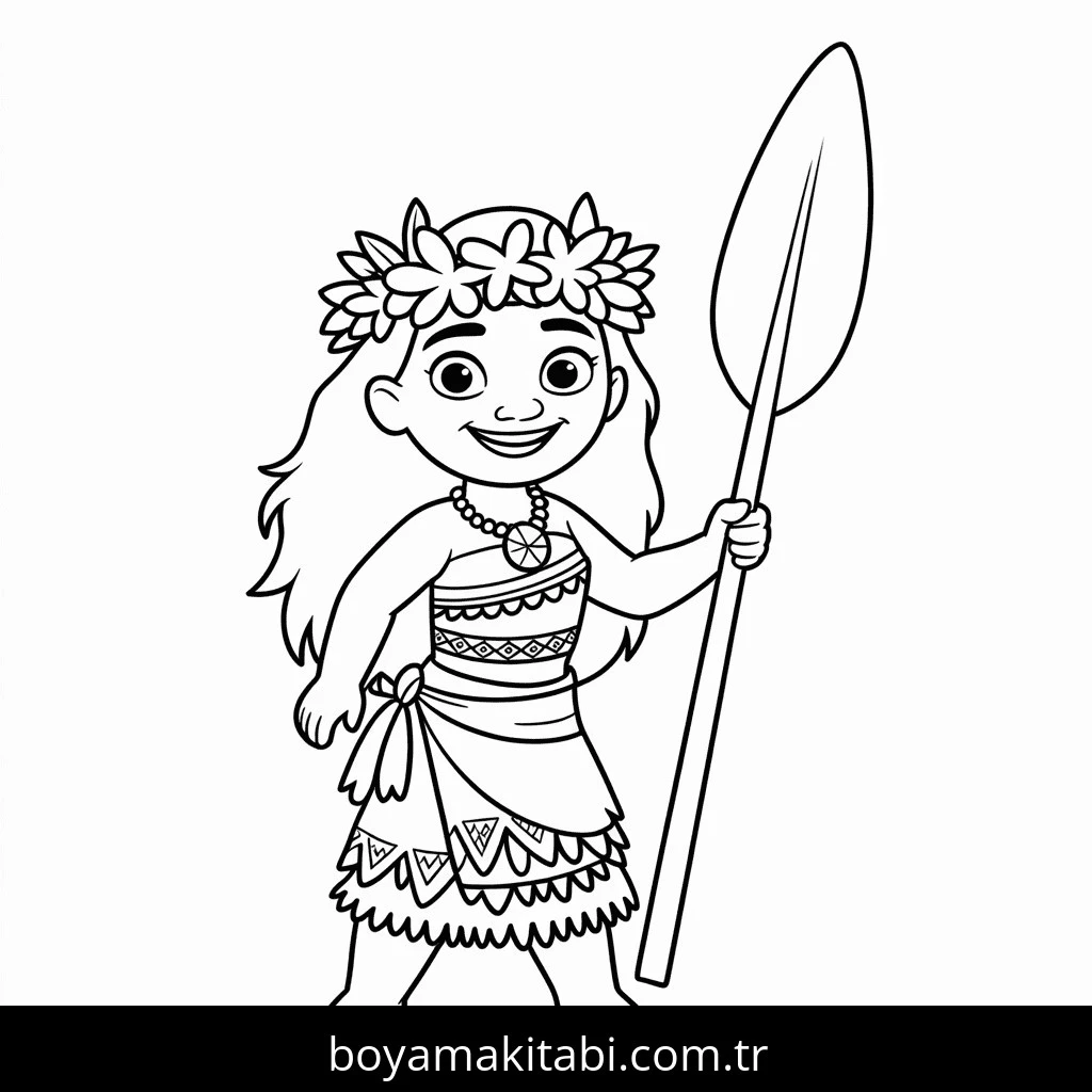 Moana boyama sayfası – sanatsal çalışma, çocuklar için