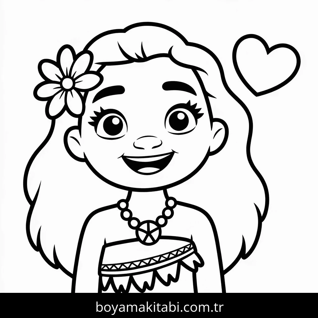 Moana boyama sayfası – PDF indir, sevimli karakter