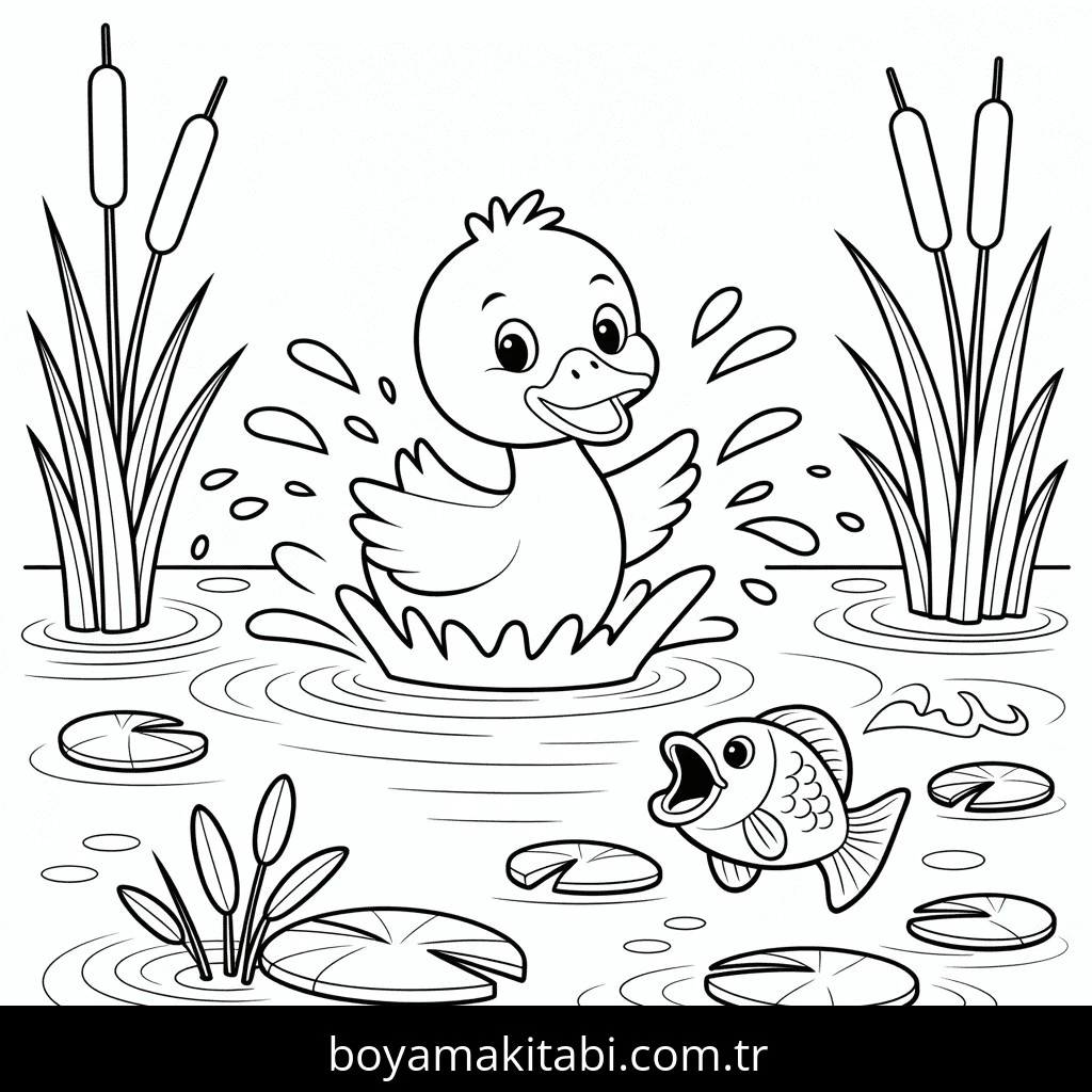 Ördek boyama sayfası – boyama çalışması, yaratıcılığı geliştirir