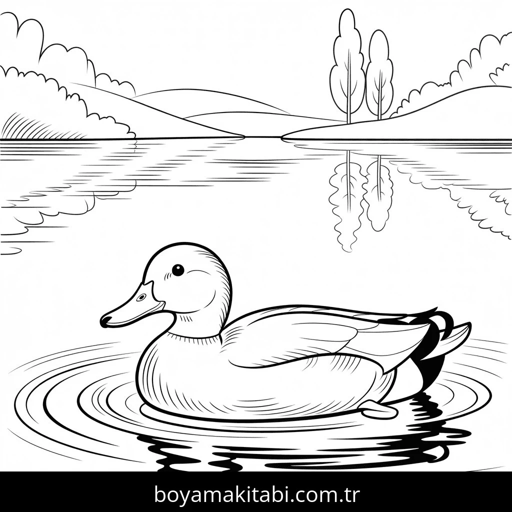 Ördek boyama sayfası – kolay boyama, eğitici aktivite
