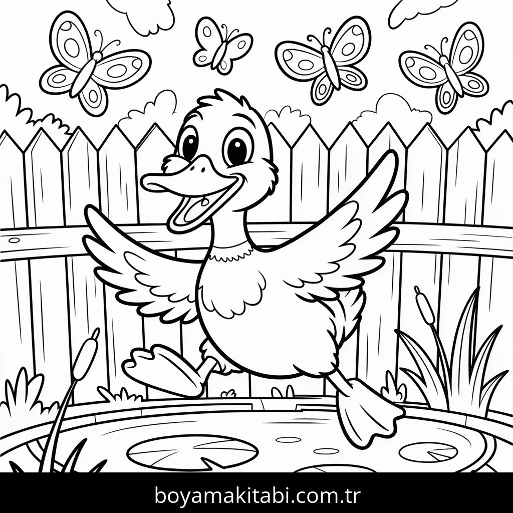 Ördek boyama sayfası – keyifli zaman, renkli çizimler