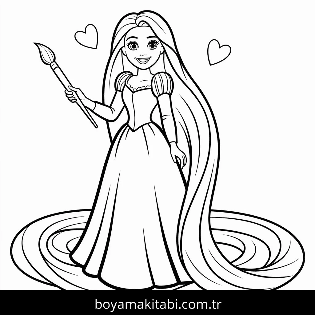 Rapunzel boyama sayfası – yaratıcılık, eğlenceli etkinlik