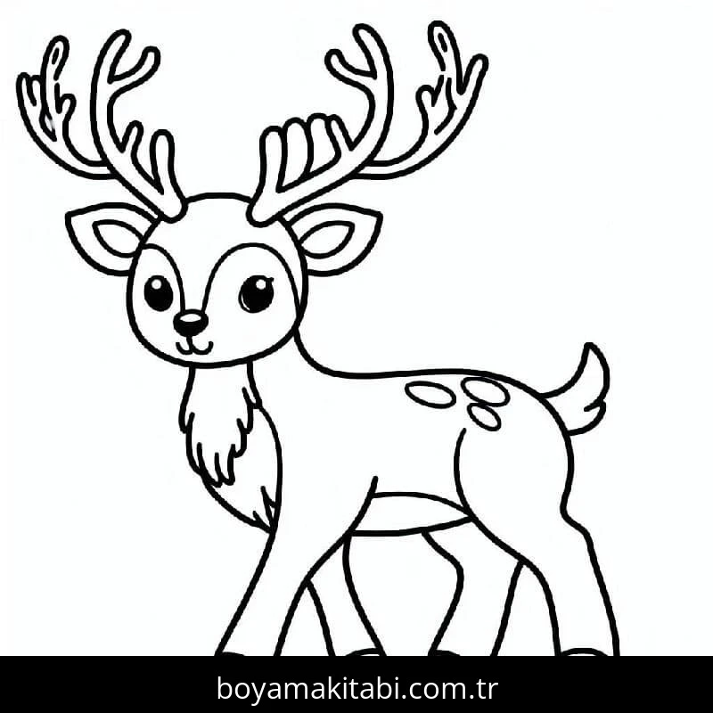 Ren Geyiği boyama sayfası – PDF indir, sevimli karakter