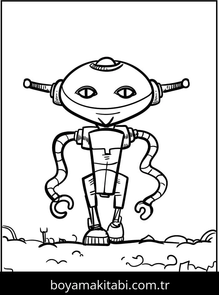Robot boyama sayfası #100 – eğlenceli etkinlik, el becerilerini geliştirir