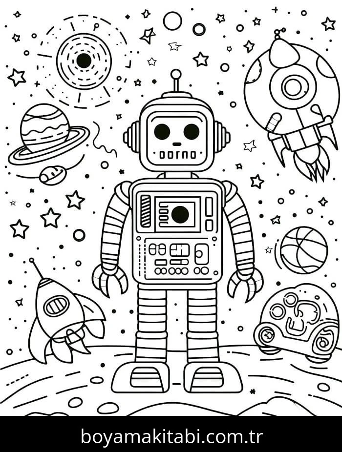 Robot boyama sayfası #106 – eğitici aktivite, yaratıcılık