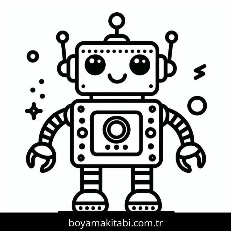 Robot boyama sayfası #107 – el becerilerini geliştirir, boyama çalışması