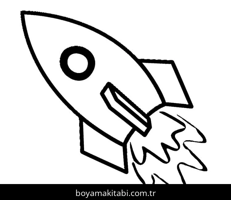 Roket boyama sayfası – basit çizim, kolay boyama