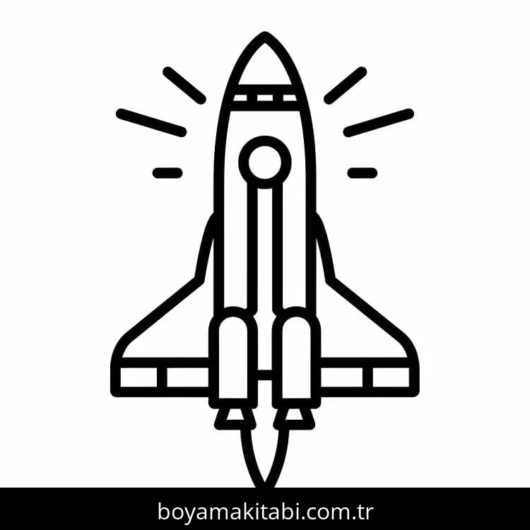 Roket boyama sayfası – sevimli karakter, sanatsal çalışma