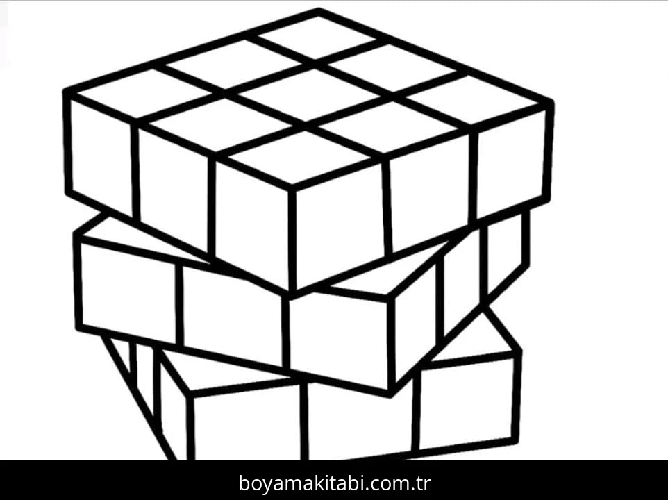 Rubik boyama sayfası – basit çizim, kolay boyama