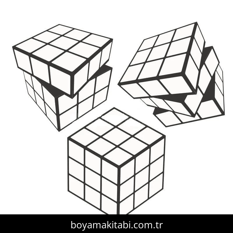 Rubik boyama sayfası – kolay boyama, eğitici aktivite