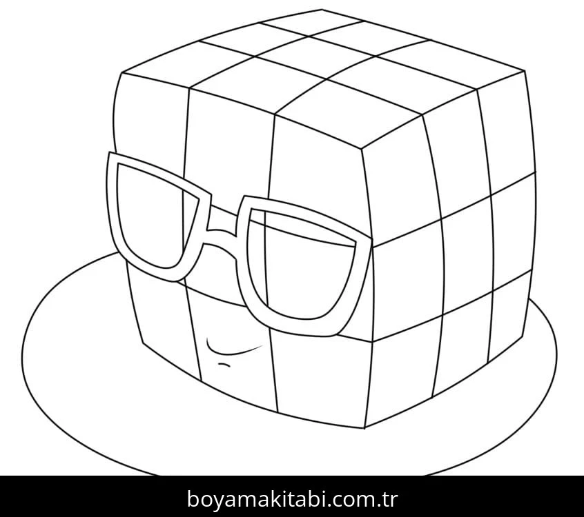 Rubik boyama sayfası – çocuk aktivitesi, PDF indir