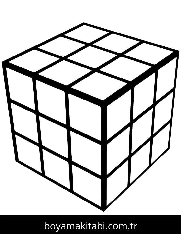 Rubik boyama sayfası – çizgi film temalı, basit çizim