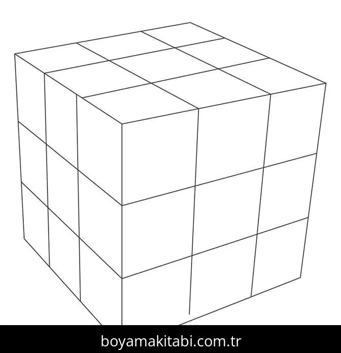 Rubik boyama sayfası – el becerilerini geliştirir, boyama çalışması